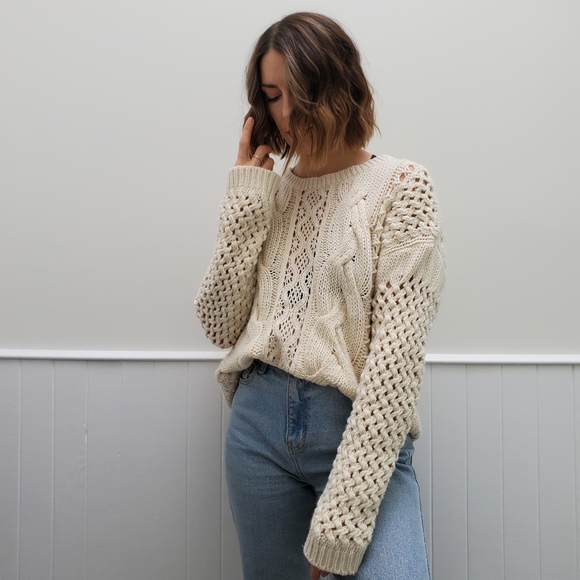 Chunky Knit Cream Sweater - Picture 2 of 5